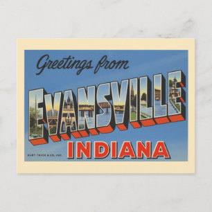 Vintage Evansville Indiana Vykort
