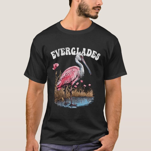 Vintage Everglades nationalpark Roseate Spoonbill T Shirt (Framsida)