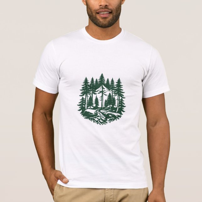 Vintage Evergreen Forest T Shirt (Framsida)