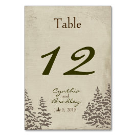 Vintage Evergreen Winter Wedding Bordsnummer