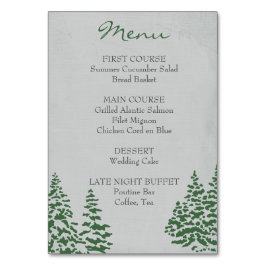 Vintage Evergreen Winter Wedding Menu Bordsnummer