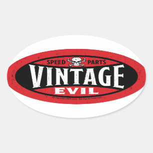 Vintage Evil 001A Ovalt Klistermärke