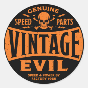 Vintage Evil 002B Runt Klistermärke