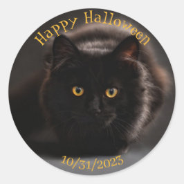 Vintage Evil Black Cat Spooky Halloween Runt Klistermärke