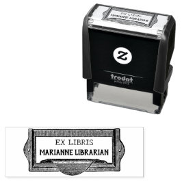 Vintage "EX LIBRIS" Bibliotek-bokningsskylt för ma Självfärgande Stämpel