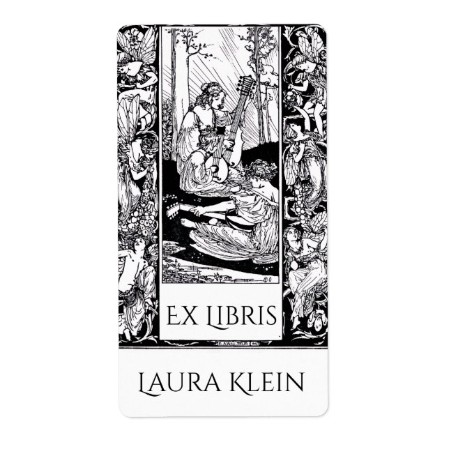 Vintage Ex Libris Bookplate  Fraktsedel (Framsidan)