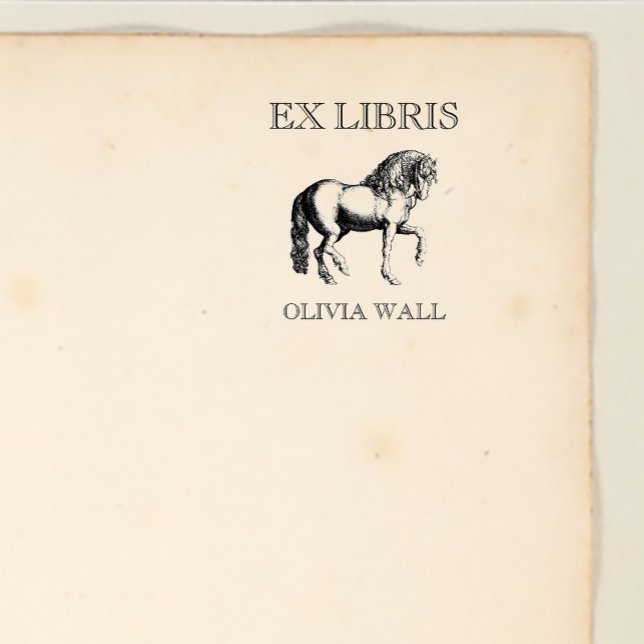 Vintage Ex Libris Horse Hippophile Equestrian Bok Stämpel (Skapare uppladdad)