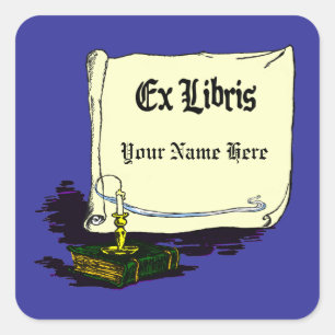 Vintage Ex Libris med Bok-etikettmall Fyrkantigt Klistermärke