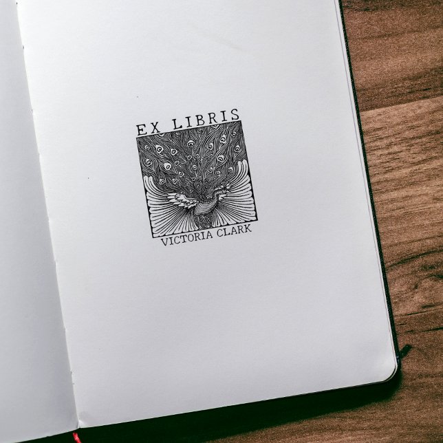 Vintage Ex Libris Peacock, Anpassningsbar Bok Stämpel (Skapare uppladdad)