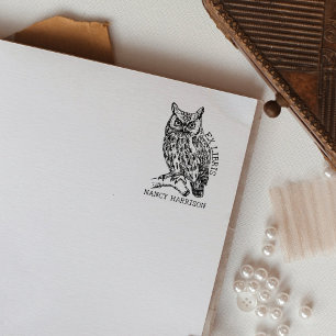 Vintage Ex Libris Uggla, Anpassad Bokplakett Stämpel