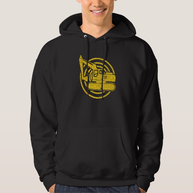 Vintage Excavator  Construction vehicles Hoodie (Framsida)