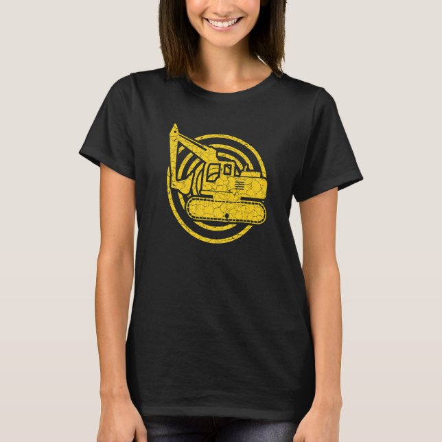 Vintage Excavator  Construction vehicles T Shirt (Framsida)
