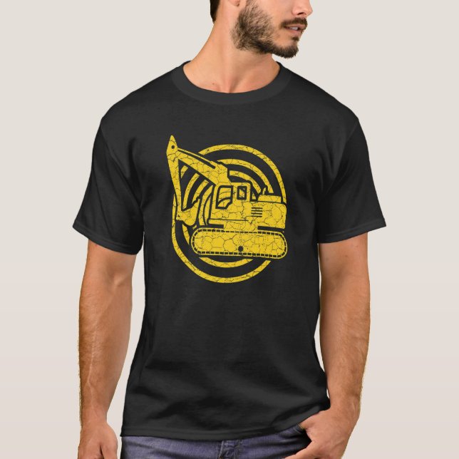 Vintage Excavator  Construction vehicles T Shirt (Framsida)