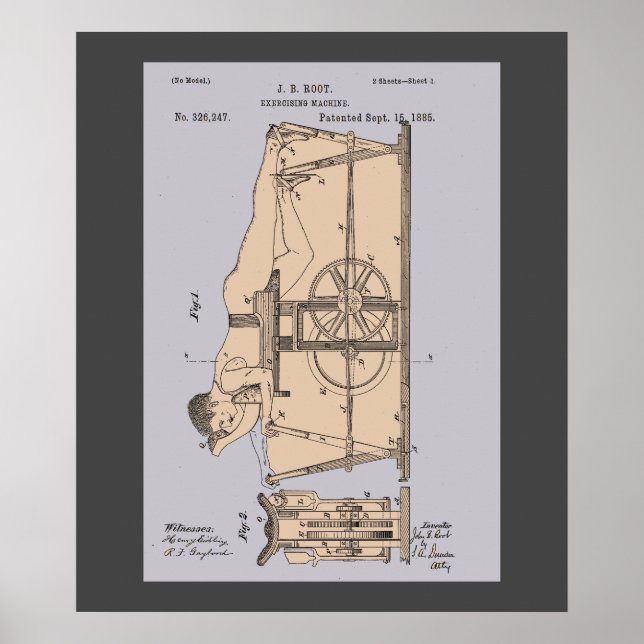 Vintage Exercise Maskin Patent Poster (Framsidan)