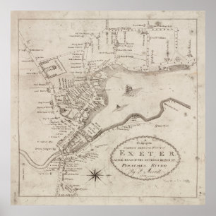 Vintage Exeter NH Karta (1802) Poster