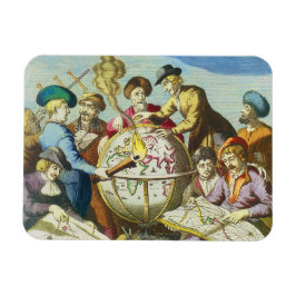 Vintage Explorer med Antique Globe Karta, 1542 Magnet