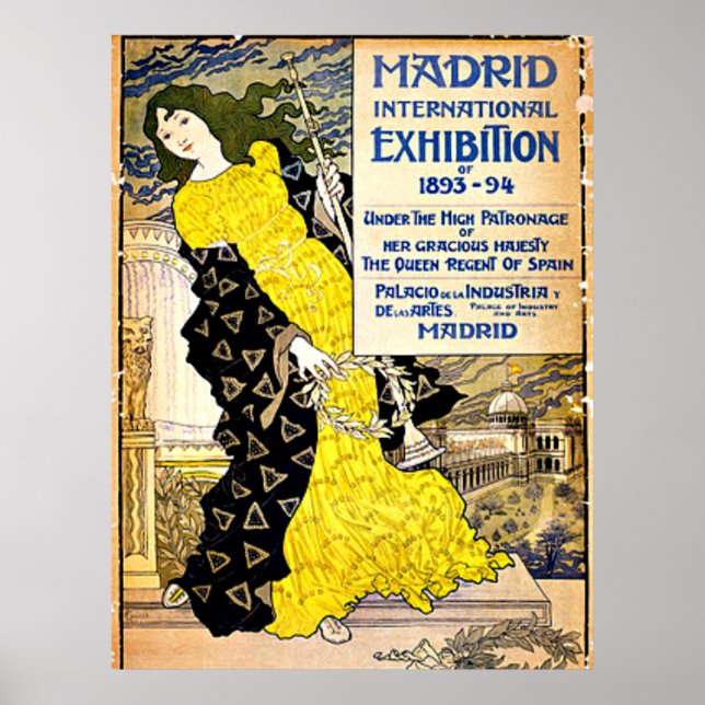 Vintage: Exposition Madrid Internationell 1893-94 Poster (Framsidan)