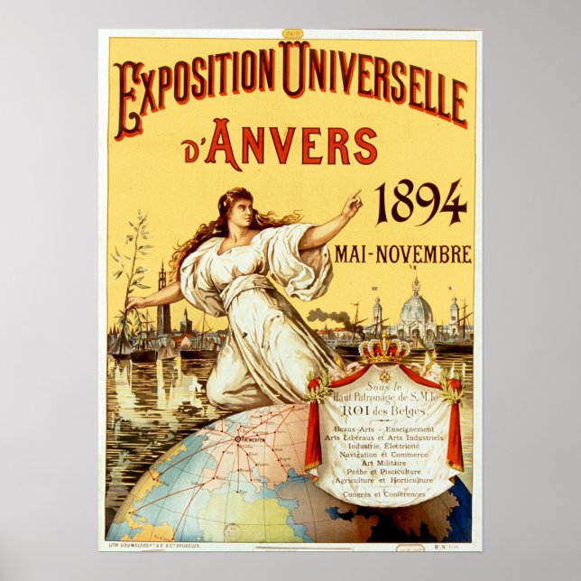 Vintage Exposition Universelle d'Anvers 1894 Poster (Framsidan)