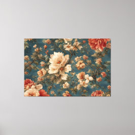 Vintage Exquisite White and Lush Coral Red Flowers Canvastryck
