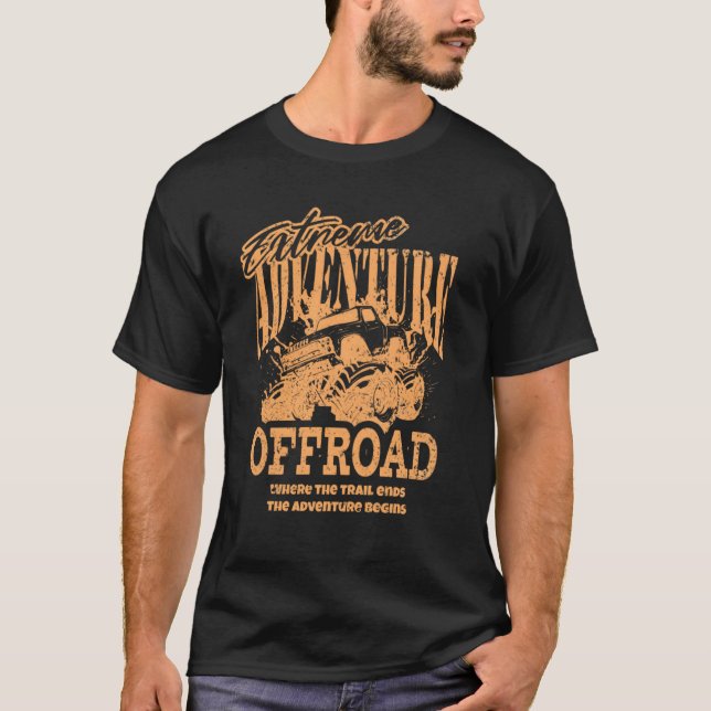Vintage "Extreme Äventyr Offroad", Monster Lastbil T Shirt (Framsida)