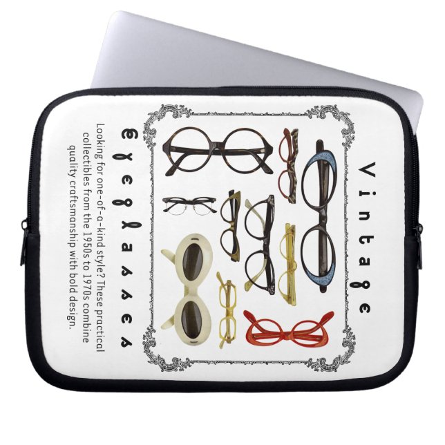 Vintage Eyeglass 01 Laptop Sleeve (Framsidan)