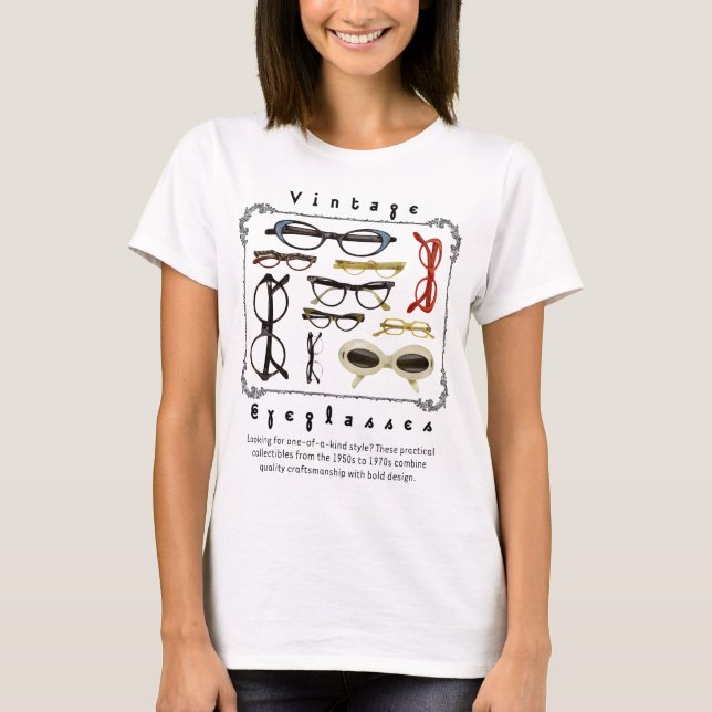 Vintage Eyeglass 01 T Shirt (Framsida)