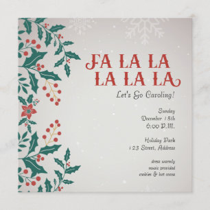 Vintage Fa La La Caroling bjudande Inbjudningar