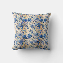 Vintage Fabric Frankrike Blåa blommor | Ditt namn