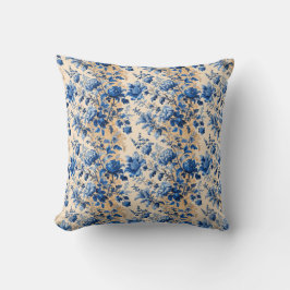 Vintage Fabric Frankrike Blåa blommor | Ditt namn Kudde