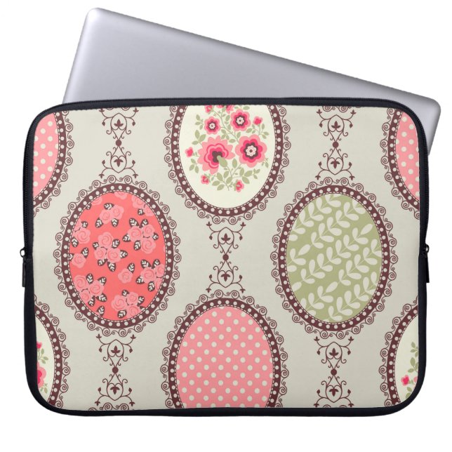 Vintage Fabric: Patchwork Seamless Design. Laptop Fodral (Framsidan)