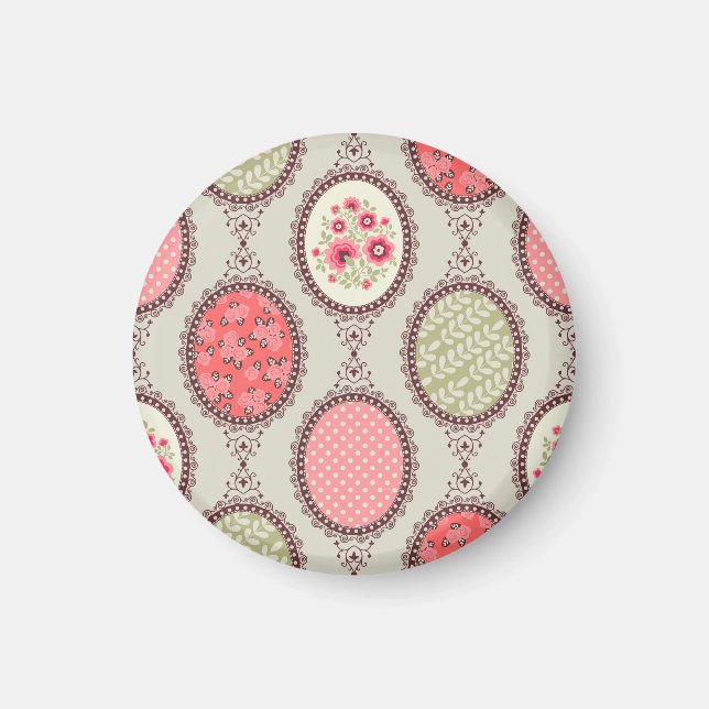 Vintage Fabric: Patchwork Seamless Design. Magnet (Framsidan)