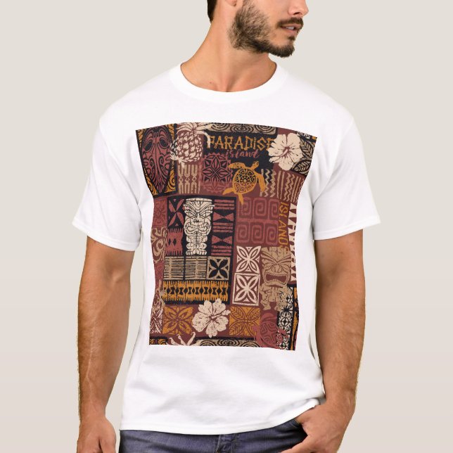 Vintage Fabric Patchwork T Shirt (Framsida)