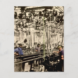 Vintage Fabriksarbetare Foto Bild Postkort Vykort