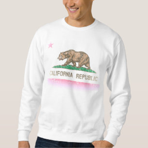 Vintage Fade California Flagga Lång Ärmad Tröja