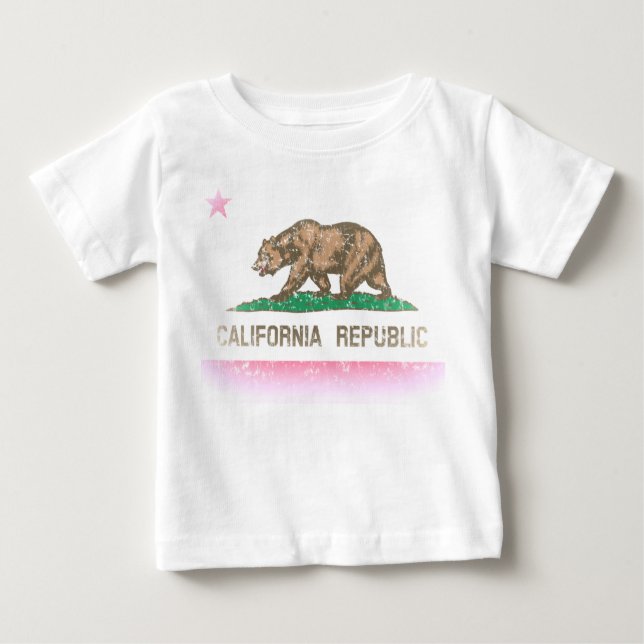 Vintage Fade California Flagga T Shirt (Framsida)