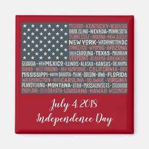 Vintage Faded American Flagga State Namn Ord Art Magnet