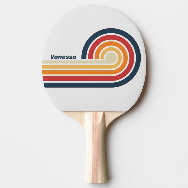 Vintage Faded Rainbow Stripes med namn Pingisracket (Framsidan)
