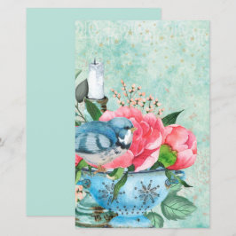 Vintage fågel akvarell decoupage scrapbookpapper