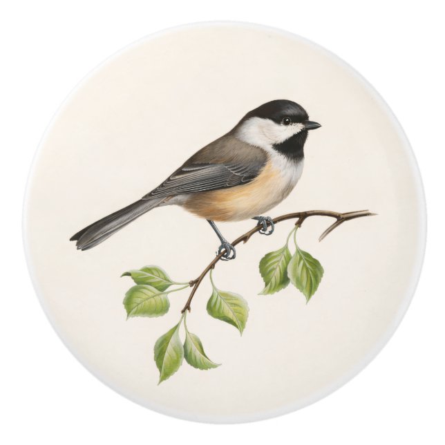 Vintage Fågel Chickadee Draghandtag Knopp (Framsidan)
