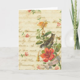 Vintage Fågel Födelsedagsönskning Kort