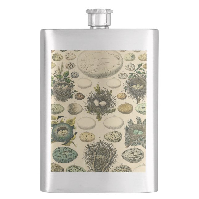 Vintage Fågelägg med Nest Art Painting Eggs Fickplunta (Framsidan)