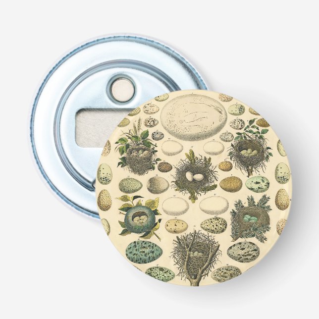 Vintage Fågelägg med Nest Art Painting Eggs Flasköppnare (Framsidan)