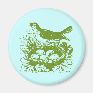 Vintage fågelägg och hägn magnet