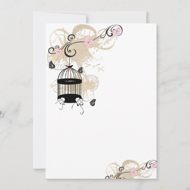 Vintage fågelbur Inbjudan (Framsida)