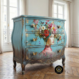 Vintage Fågelhöjd - Blommigt avoupage