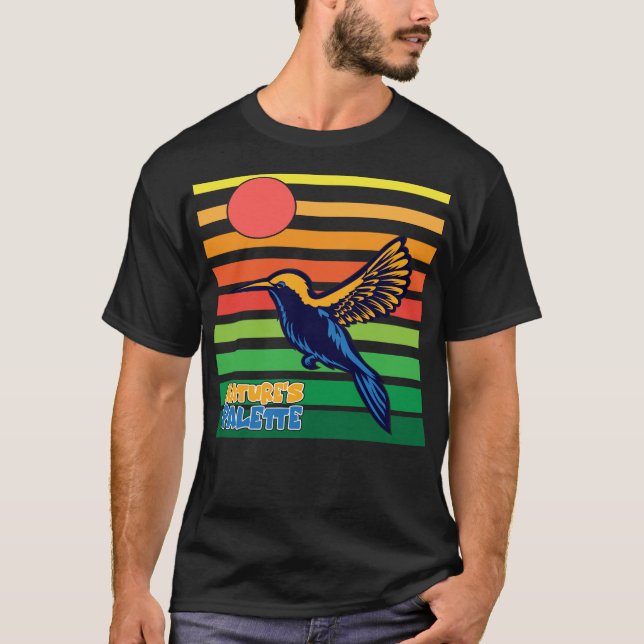 Vintage Fågelillustration Kolibri Konst T Shirt (Framsida)