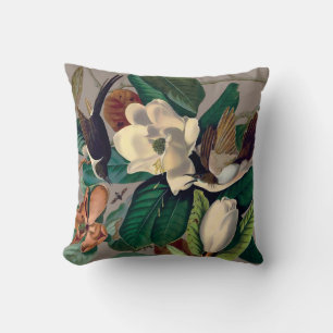 Vintage Fåglar med Magnolia Dekorativ kudde
