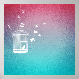 Vintage Fåglar och fåglar Poster