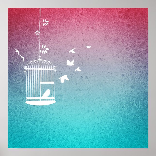 Vintage Fåglar och fåglar Poster (Framsidan)