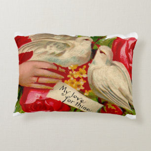 Vintage Fåglar Victorian Love Dove Klassisk Konst Prydnadskudde